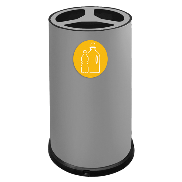 MD_102094 Contenitore tondo per raccolta differenziata - 3 scomparti - 100 L - acciaio - Stilcasa - immagine 1
