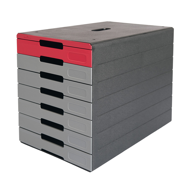 MD_102111 Cassettiera Idealbox Pro 7 - 7 cassetti - 36,5 x 32,2 x 25 cm - rosso - Durable - immagine 1