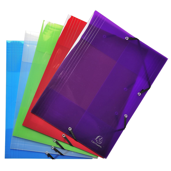 MD_102323 Cartella 3 lembi con elastico angolare Crystal Colours - A4 - PP - colori assortiti - Exacompta - immagine 1