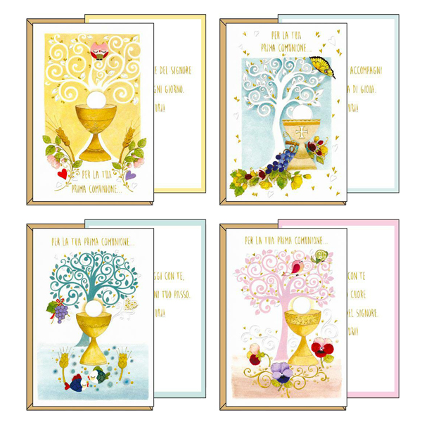 MD_102789 Biglietto auguri Comunione - 11,7 x 17 cm - 4 soggetti assortiti - Kartos - immagine 1