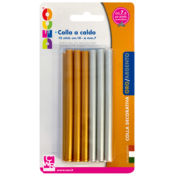 MD_103108 Colle stick per pistole - oro e argento - ø 7mm - lunghezza 10 cm - Deco - conf. 12 pezzi - immagine 1