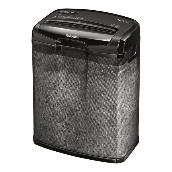MD_103117 Distruggidocumenti M-7CM - a frammenti - nero - Fellowes - immagine 1
