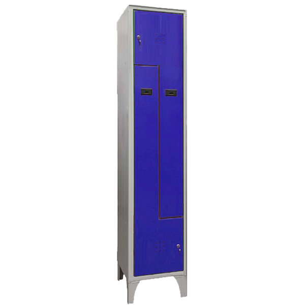 MD_103612 Armadio spogliatoio in metallo salvaspazio - a 2 ante a L - 40 x 50 x 195 cm - grigio/blu - Fasma - immagine 1