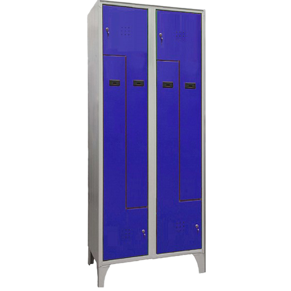 MD_103613 Armadio spogliatoio in metallo salvaspazio - a 4 ante a L - 80 x 50 x 195 cm - grigio/blu - Fasma - immagine 1