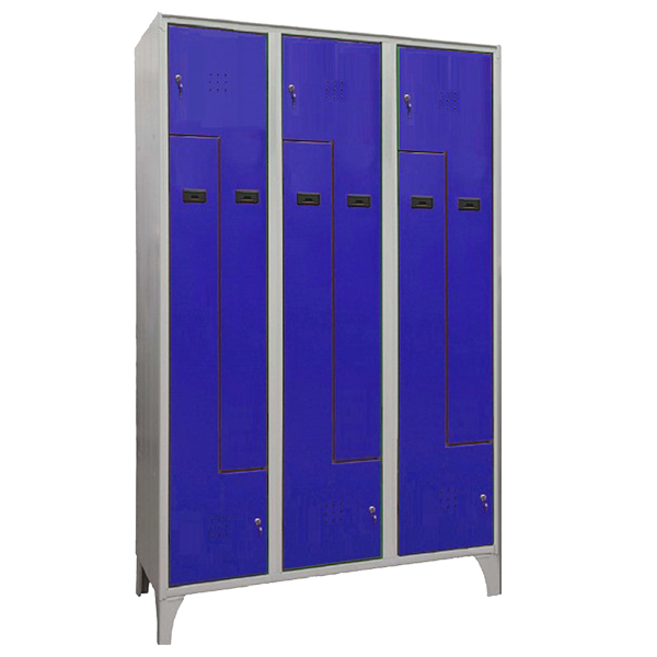 MD_103614 Armadio spogliatoio in metallo salvaspazio - a 6 ante a L - 120 x 50 x 195 cm - grigio/blu - Fasma - immagine 1