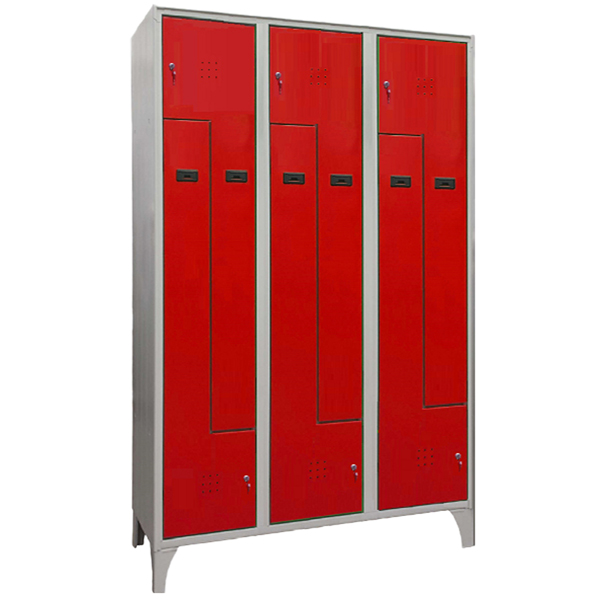 MD_103617 Armadio spogliatoio in metallo salvaspazio - a 6 ante a L - 120 x 50 x 195 cm - grigio/rosso - Fasma - immagine 1