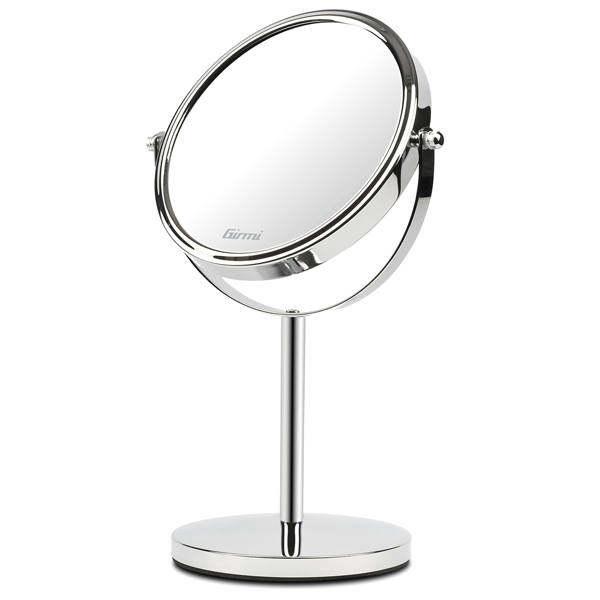 MD_103834 Specchio per trucco - con ingrandimento x3 - diametro specchio 15,5 cm - altezza 32 cm - grigio - Girmi - immagine 1