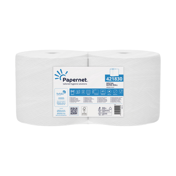 MD_103905 Bobina asciugatutto - 2 veli - goffratura a onda - diametro 26 cm - 19,5 gr - 23,4 cm x 112,1 mt - bianco - Papernet - immagine 1