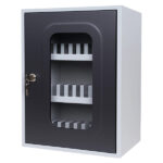 Cassetta portacellulare con anta trasparente - 30 posti - 30 x 23 x 40 cm - grigio - Metalplus