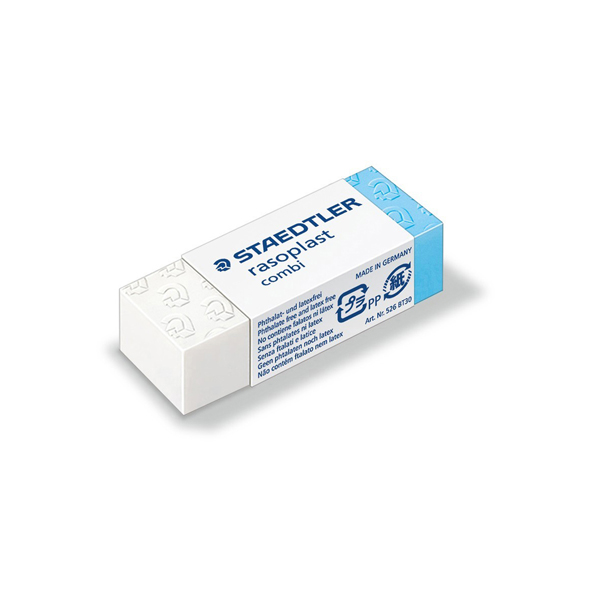 MD_25171 Gomma Combi Rasoplast - 43 x19 x13 mm - bianca e blu - Staedtler - conf. 30 pezzi - immagine 1