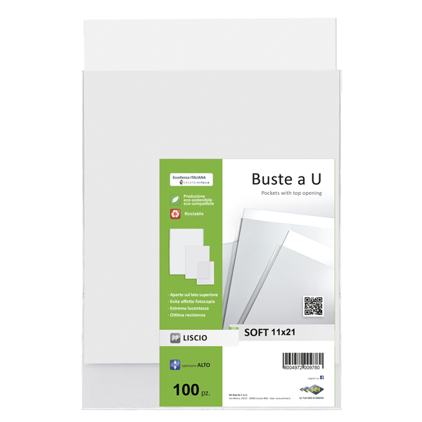 MD_25952 Buste a sacco Soft - PPL - 11 x 21 cm - liscio - trasparente - Sei Rota - conf. 100 pezzi - immagine 1