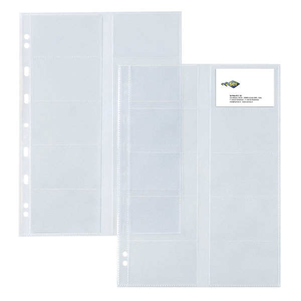 MD_26079 Buste forate Atla Card - porta biglietti da visita - 20 spazi - PPL - 21 x 29,7 cm - trasparente - Sei Rota - conf. 10 pezzi - immagine 1