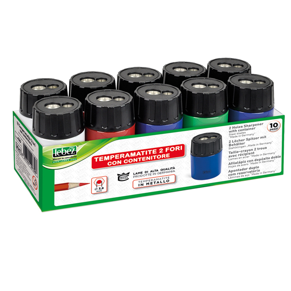 MD_26516 Temperamatite - 2 fori - con contenitore - Lebez - immagine 1