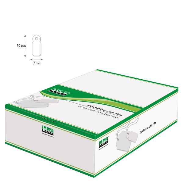 MD_26660 Etichette con filo A383 - 7 x 19 mm - bianco - Lebez - conf. 1000 pezzi - immagine 1