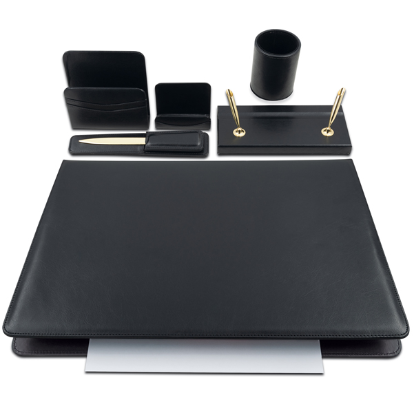 MD_27221 Servizio scrittoio Classic - similpelle - 6 componenti - nero - City Time - immagine 1