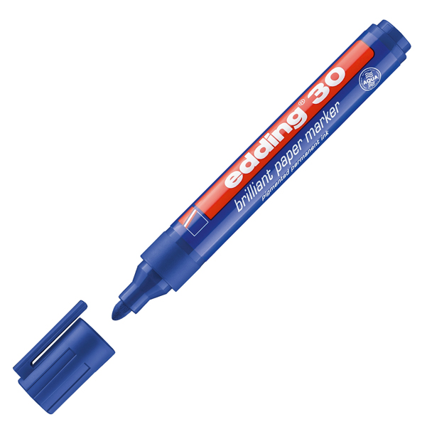 MD_27504 Marcatore permanente 30 - punta tonda - da 1,5 a 3 mm - blu - Edding - immagine 1