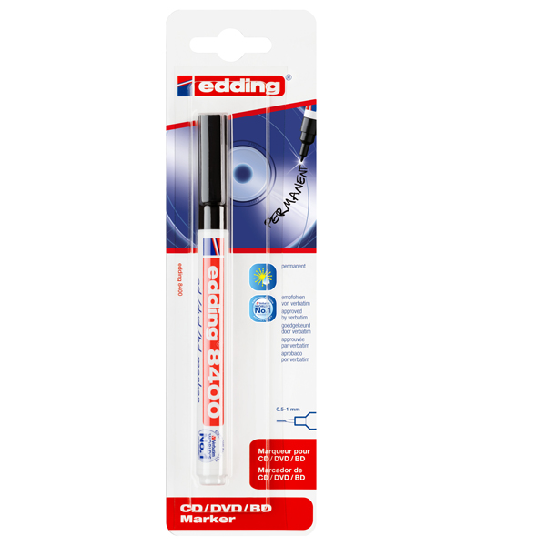 MD_27512 Marcatore permanente per CD/DVD 8400 - punta tonda - 1 mm - nero - Edding - immagine 1