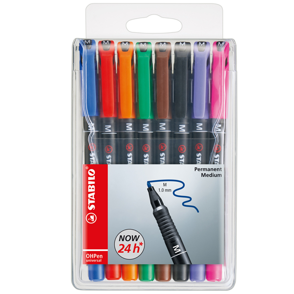 MD_27732 Pennarello OHPen universal permanente 843 - punta media 1 mm - colori assortiti - Stabilo - conf. 8 pezzi - immagine 1