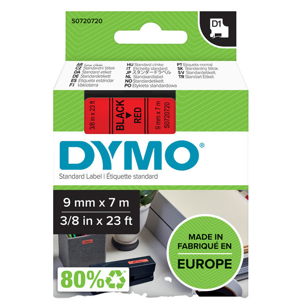 MD_27850 Nastro D1 standard 409170 - 9 mm x 7 mt - PL - nero/rosso - Dymo - immagine 1