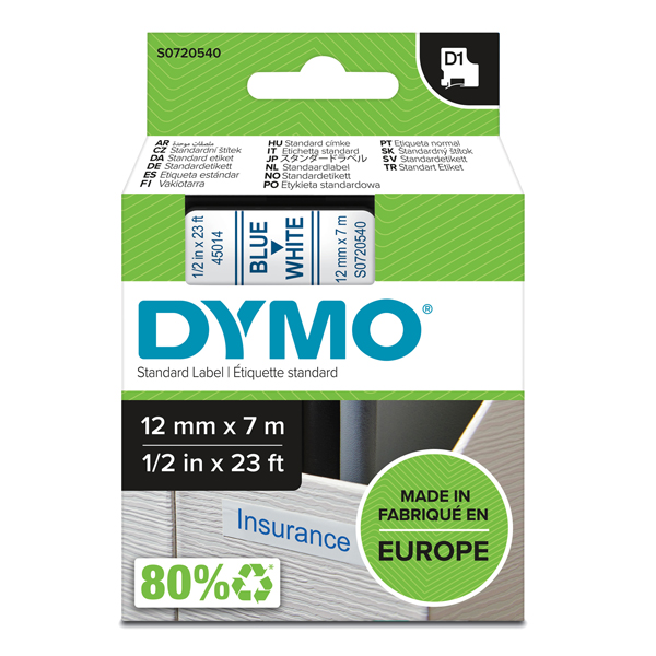 MD_27862 Nastro D1 standard 450140 - 12 mm x 7 mt - PL - blu/bianco - Dymo - immagine 1