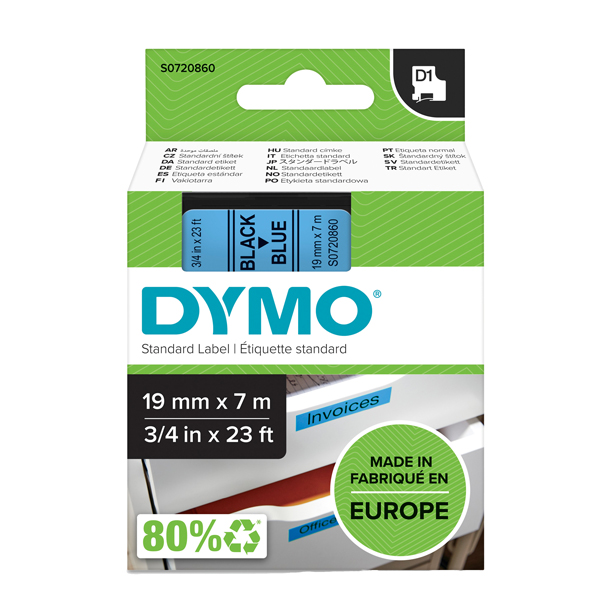 MD_27882 Nastro D1 standard 458060 - 19 mm x 7 mt - PL - nero/blu - Dymo - immagine 1