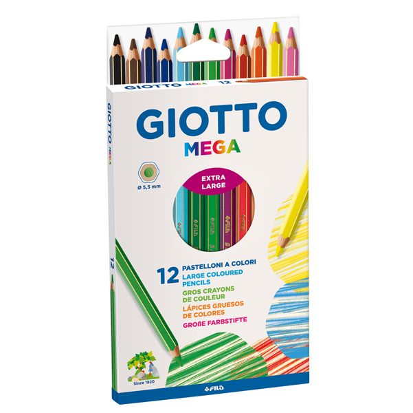 MD_28094 Pastelli colorati Mega - esagonale - mina 5,5 mm - Giotto - conf. 12 pezzi - immagine 1