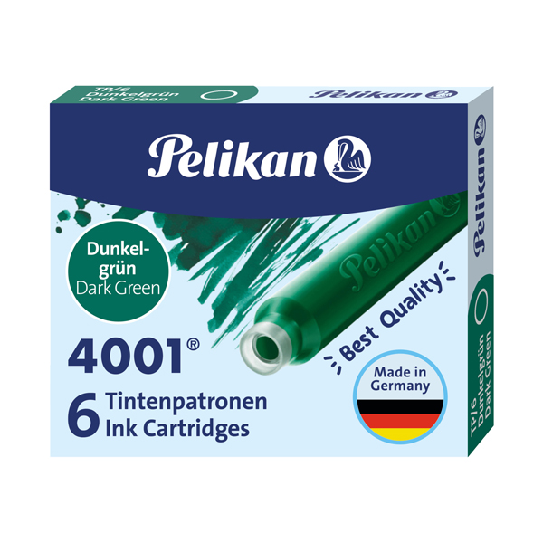 MD_30485 Cartucce inchiostro 4001 (TP/6) - lunghezza 39mm - verde scuro - Pelikan - conf. 6 pezzi - immagine 1