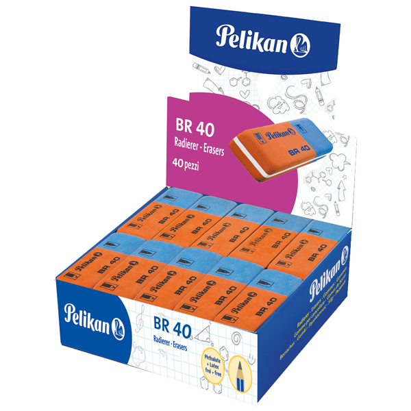 MD_30573 Gomma BR40 - blu e rossa - Pelikan - conf. 40 pezzi - immagine 1