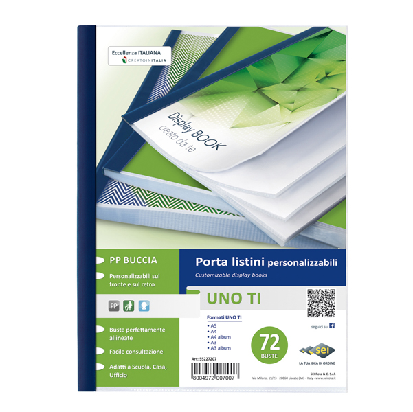 MD_31851 Portalistini personalizzabile Uno TI - 22x30 cm - 72 buste - blu - Sei Rota - immagine 1