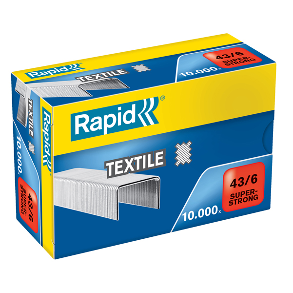 MD_32370 Punti Rapid Super Strong Textile - 43/6 - acciaio zincato - per tessuti - Rapid - conf. 10000 pezzi - immagine 1