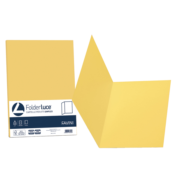 MD_32651 Cartellina semplice Luce - 200 gr - A4 - giallo sole - cartoncino bristol - Favini - conf. 50 pezzi - immagine 1