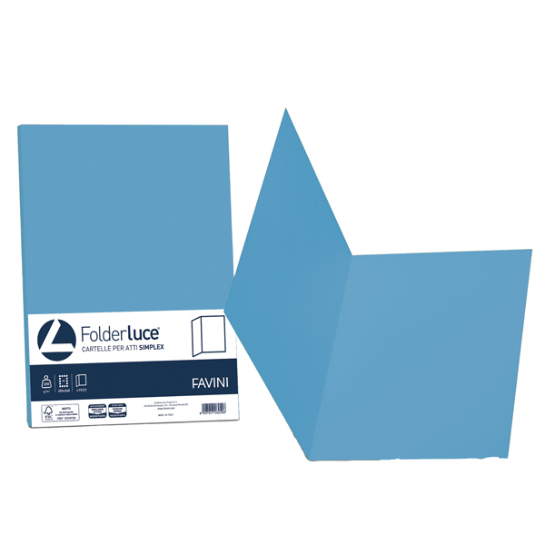 MD_32656 Cartellina semplice Luce - 200 gr - A4 - azzurro - cartoncino bristol - Favini - conf. 50 pezzi - immagine 1