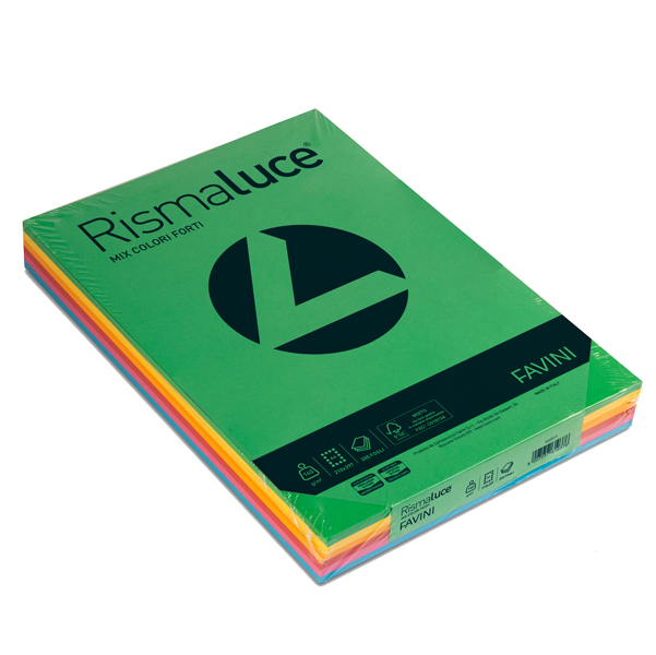 MD_32734 Carta Rismaluce - A3 - 140 gr - mix 6 colori - Favini - conf. 200 fogli - immagine 1