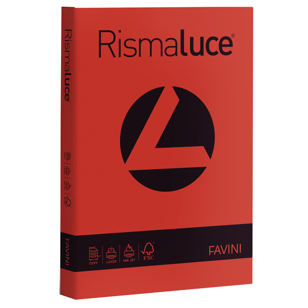 MD_32772 Carta Rismaluce - A4 - 200 gr - rosso scarlatto 61 - Favini - conf. 125 fogli - immagine 1