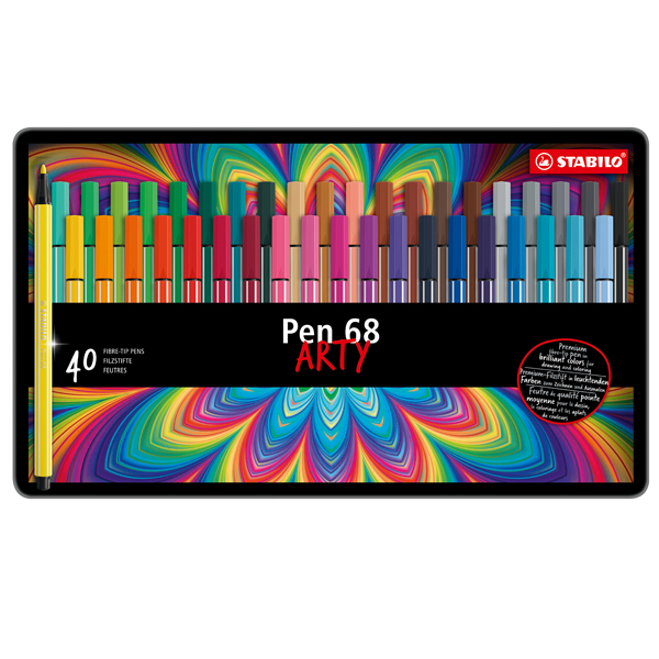 MD_35192 Pennarelli Pen 68 - colori assortii - Stabilo - scatola in metallo 40 pezzi - immagine 1