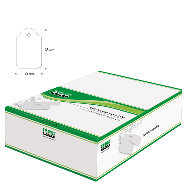 MD_35224 Etichette con filo A390 - 22 x 35 mm - bianco - Lebez - conf. 500 pezzi - immagine 1