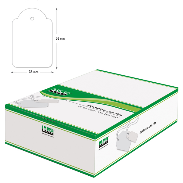MD_35226 Etichette con filo A392 - 36 x 53 mm - bianco - Lebez - conf. 500 pezzi - immagine 1