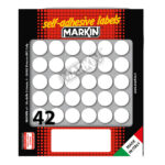Etichette adesive tonde - in carta - permanenti - diametro 18 mm - 42 et/fg - 10 fogli - bianco - Markin