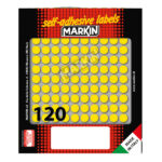 Etichette adesive tonde - in carta - permanenti - diametro 10 mm - 120 et/fg - 10 fogli - giallo - Markin