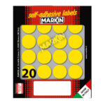 Etichette adesive tonde - in carta - permanenti - diametro 27 mm - 20 et/fg - 10 fogli - giallo - Markin