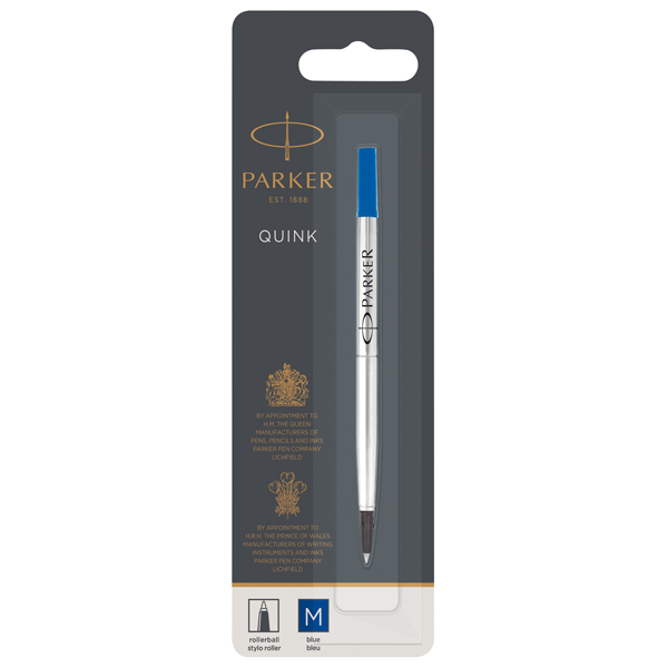 MD_36583 Refill roller Quink standard - punta media - metallo - blu - Parker - immagine 1