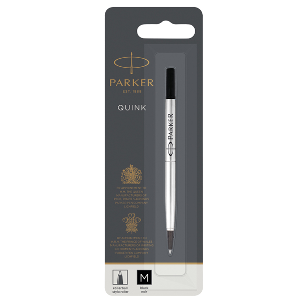 MD_36584 Refill roller Quink standard - punta media - metallo - nero - Parker - immagine 1