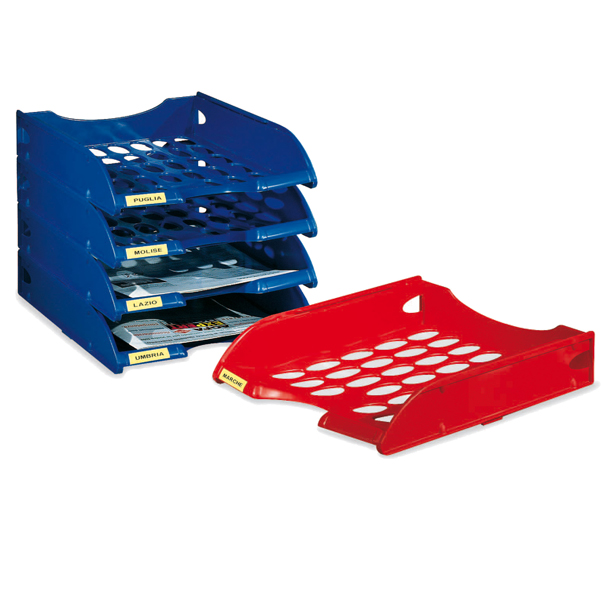 MD_36585 Vaschetta portacorrispondenza forata E040 - 26 x 34,5 x 6,5 cm - blu navy - Fellowes - immagine 1