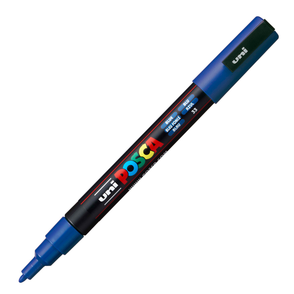 MD_36791 Marcatore a base d'acqua Uni Posca PC3M - punta fine da 0,9mm a 1,3mm - blu - Uni Mitsubishi - immagine 1