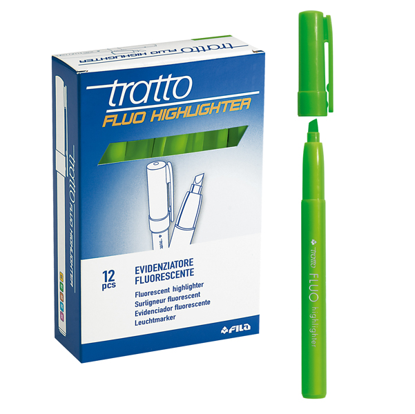 MD_37110 Evidenziatore fluo Highlighter - punta a scalpello - verde - Tratto - conf. 12 pezzi - immagine 1