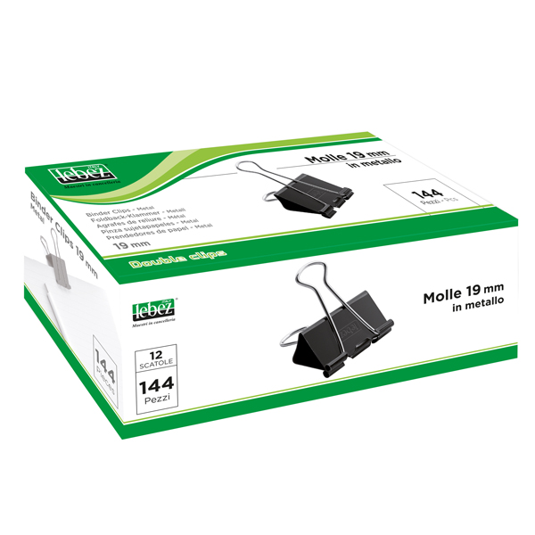 MD_37187 Molla Double Clips - 1,9 cm - nero - Lebez - conf. 12 pezzi - immagine 1