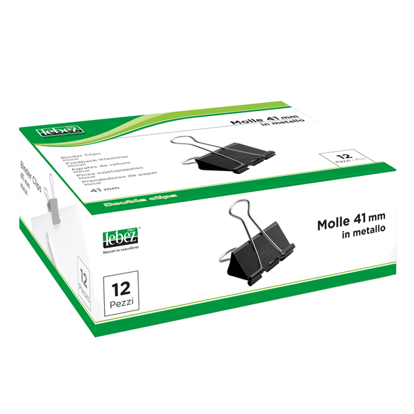 MD_37190 Molla Double Clips - 4,1 cm - nero - Lebez - conf. 12 pezzi - immagine 1