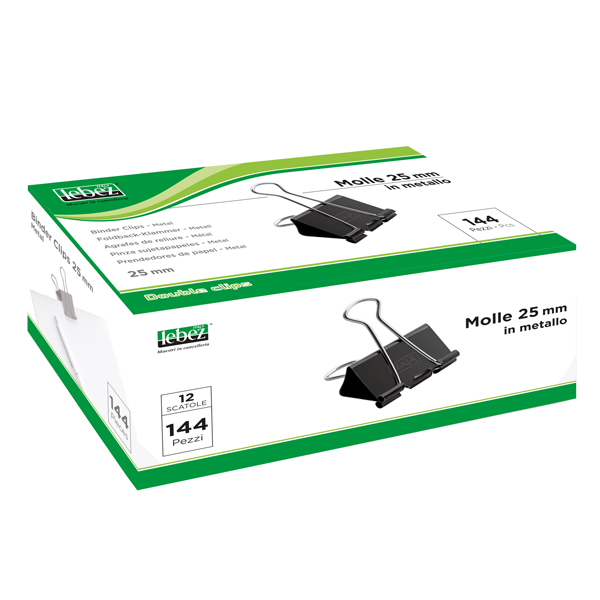 MD_37197 Molla Double Clips - 2,5 cm - nero - Lebez - conf. 12 pezzi - immagine 1