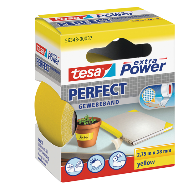 MD_37934 Nastro adesivo telato XP Perfect - 38 mm x 2,7 m - tela plastificata - giallo - Tesa - immagine 1