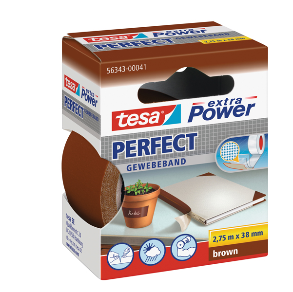 MD_37937 Nastro adesivo telato XP Perfect - 38 mm x 2,7 m - tela plastificata - marrone - Tesa - immagine 1